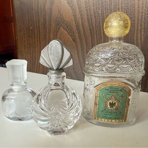 Vintage ONLY two left Crystal Perfume Bottles Set EMPTY French Perfume bottles